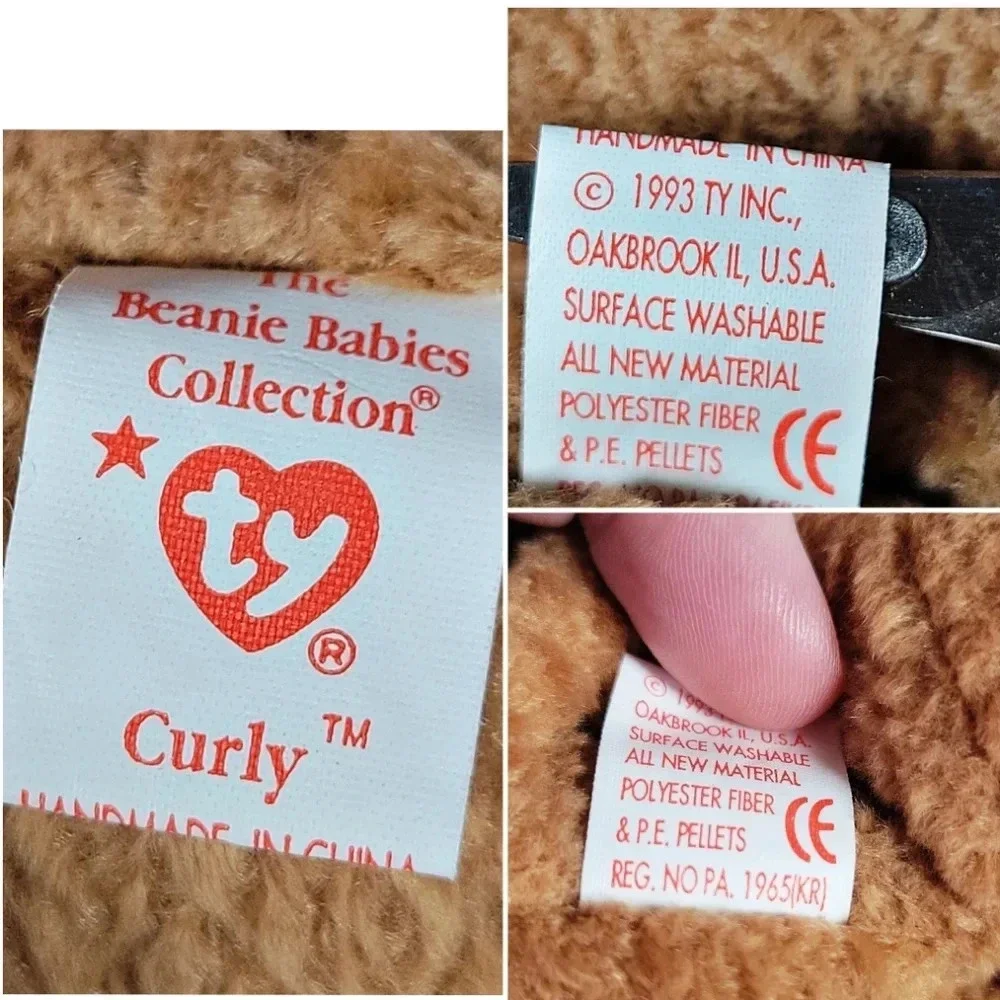 RARE RETIRED TY BEANIE BABY 'CURLY' THE BEAR WITH MANY ERRORS RARE Vinta…